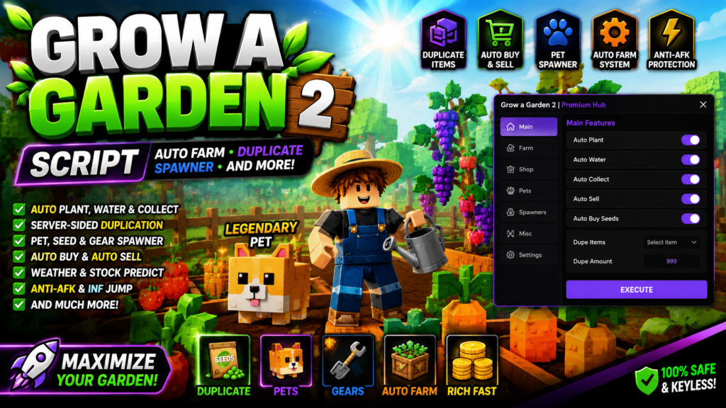 Grow a Garden 2 Script Top Pet Spawner, Seed Duplication Tools 2026
