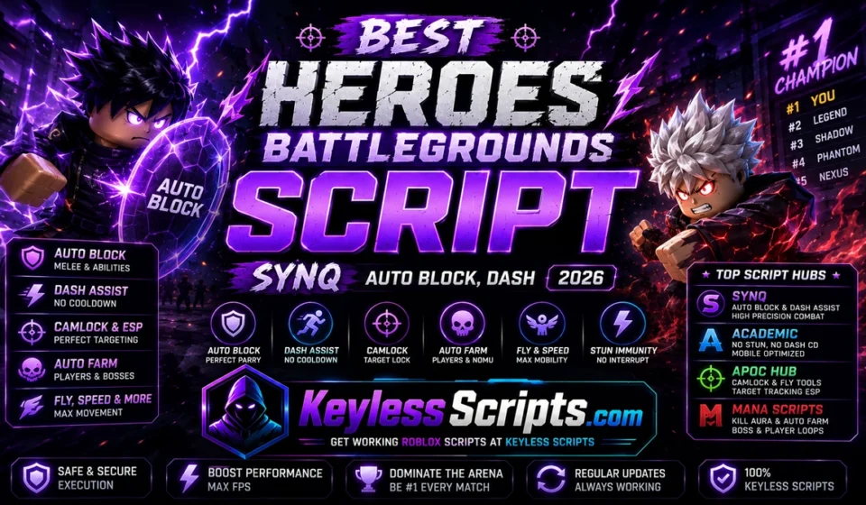 Best Heroes Battlegrounds Script SYNQ Auto Block, Dash 2026